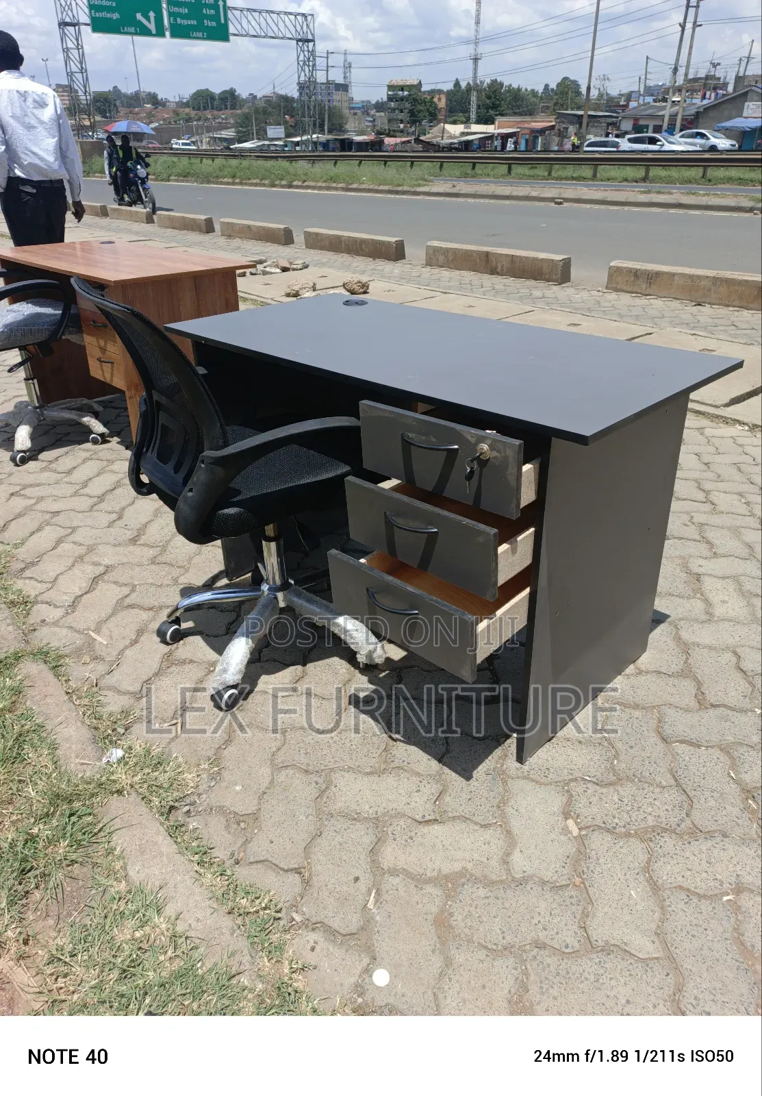 Office Desk 4d and Office Chair Without Headrest