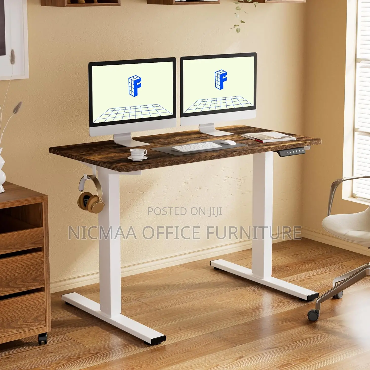 Brown 1.2m Electric Adjustable Table