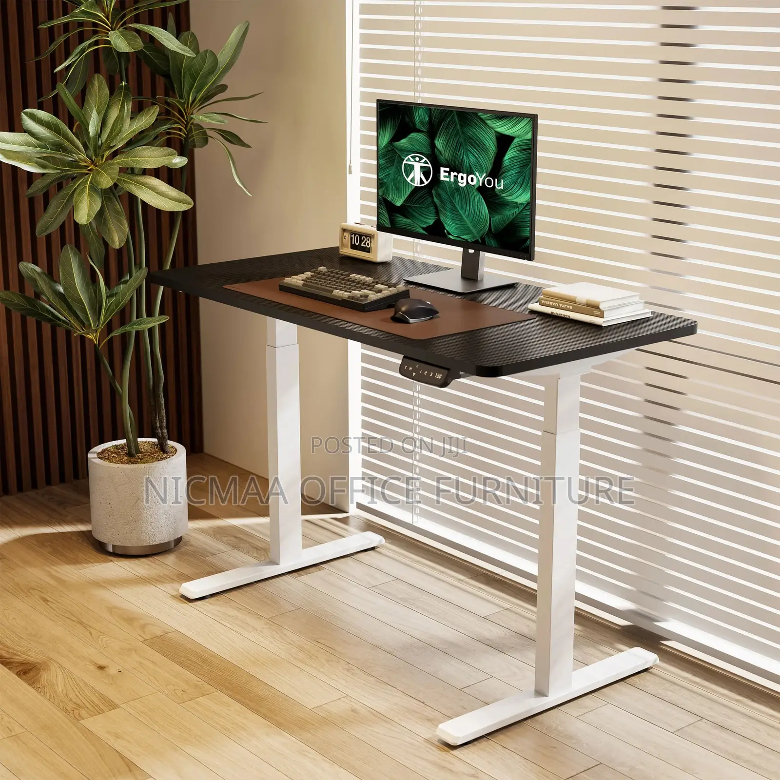 Brown 1.2m Electric Adjustable Table