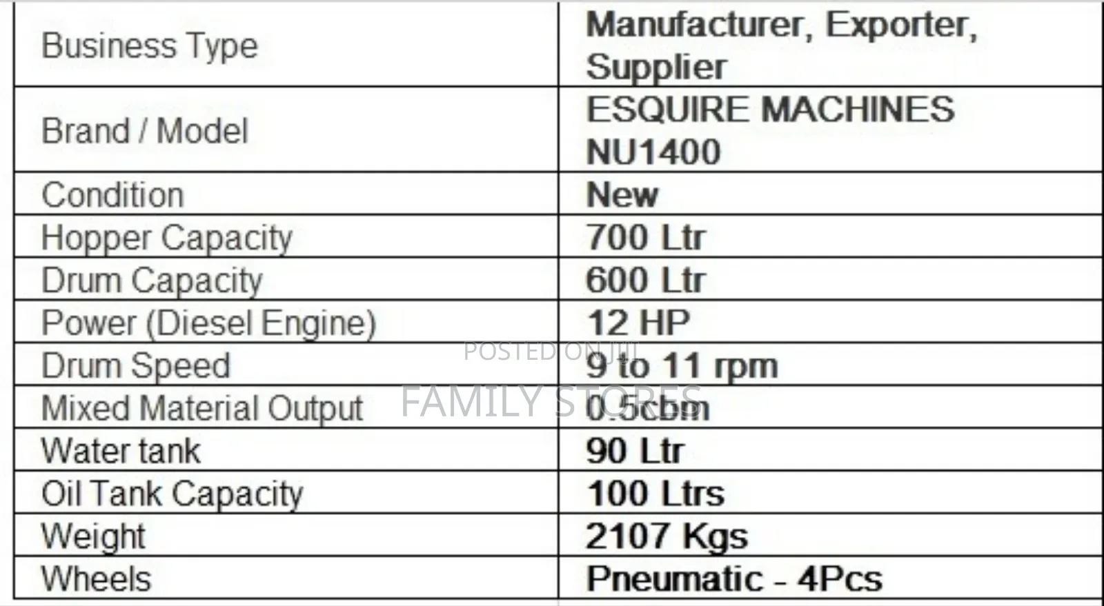 Diesel Nu1400 Self Loading Concrete Mixer Machine
