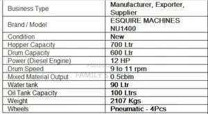 Diesel Nu1400 Self Loading Concrete Mixer Machine