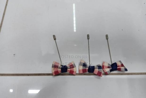 Checked Blue Pink Bowtie Lapel Pins - thumbnail 3