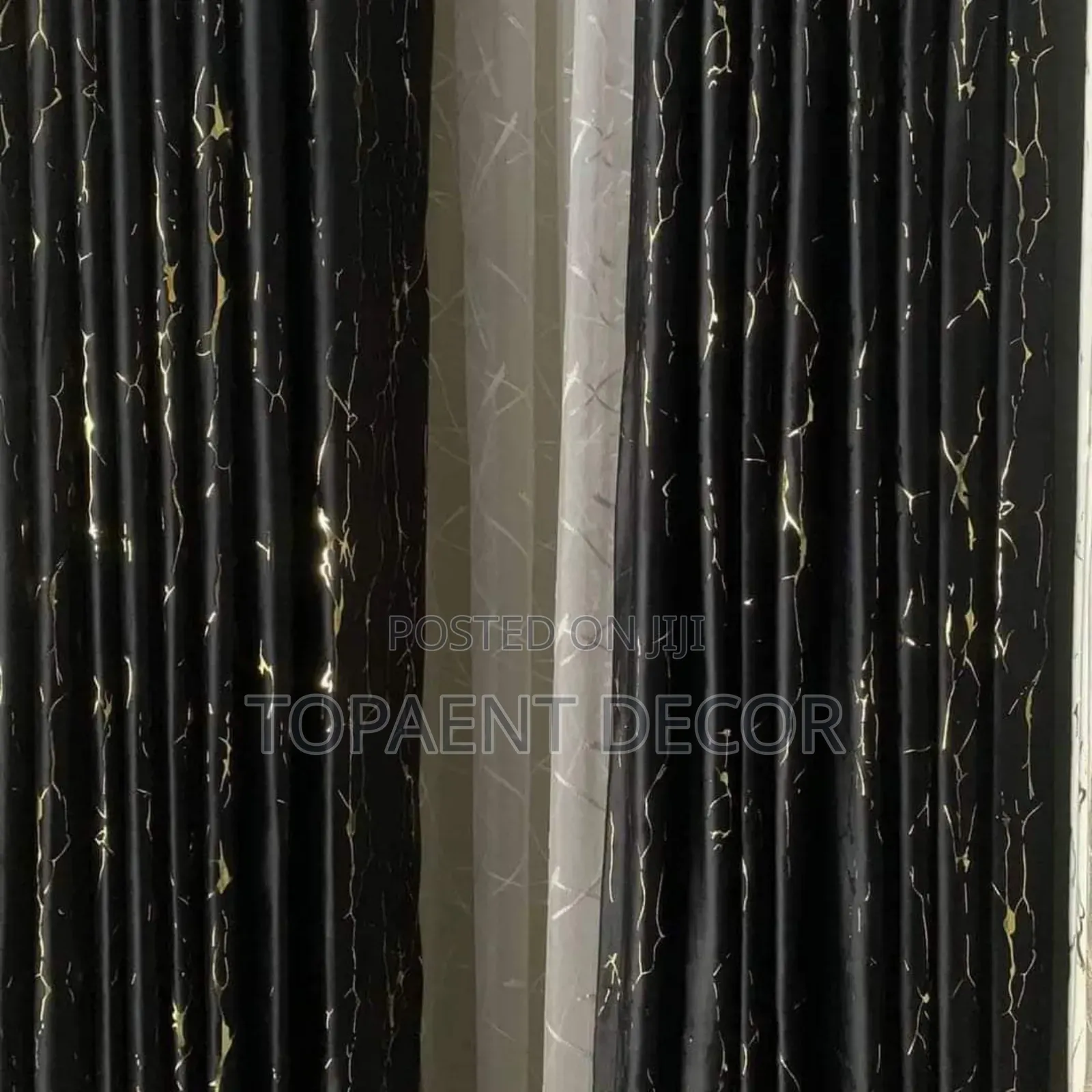 Velvet Black With Gold Specs Glamorous Fine Window Curtains