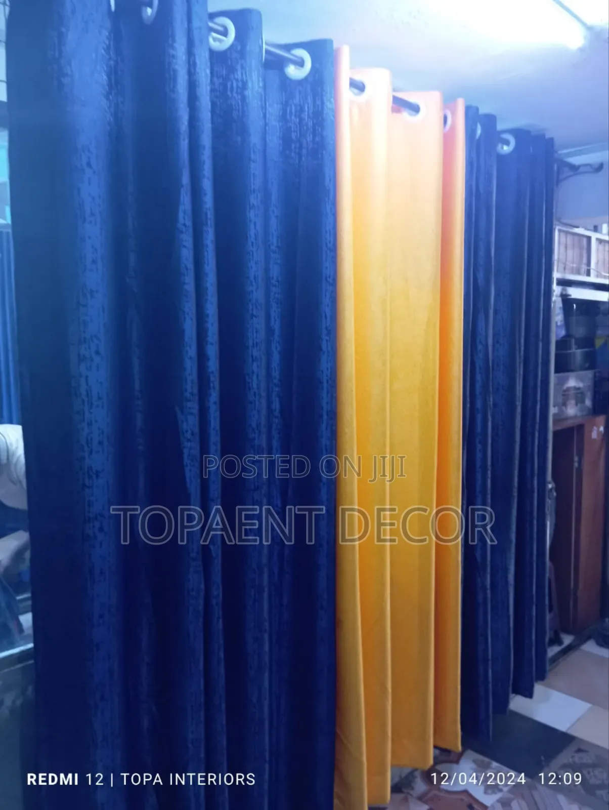 Nevy Blue and Bright Yellow Cheap House Window Curtains