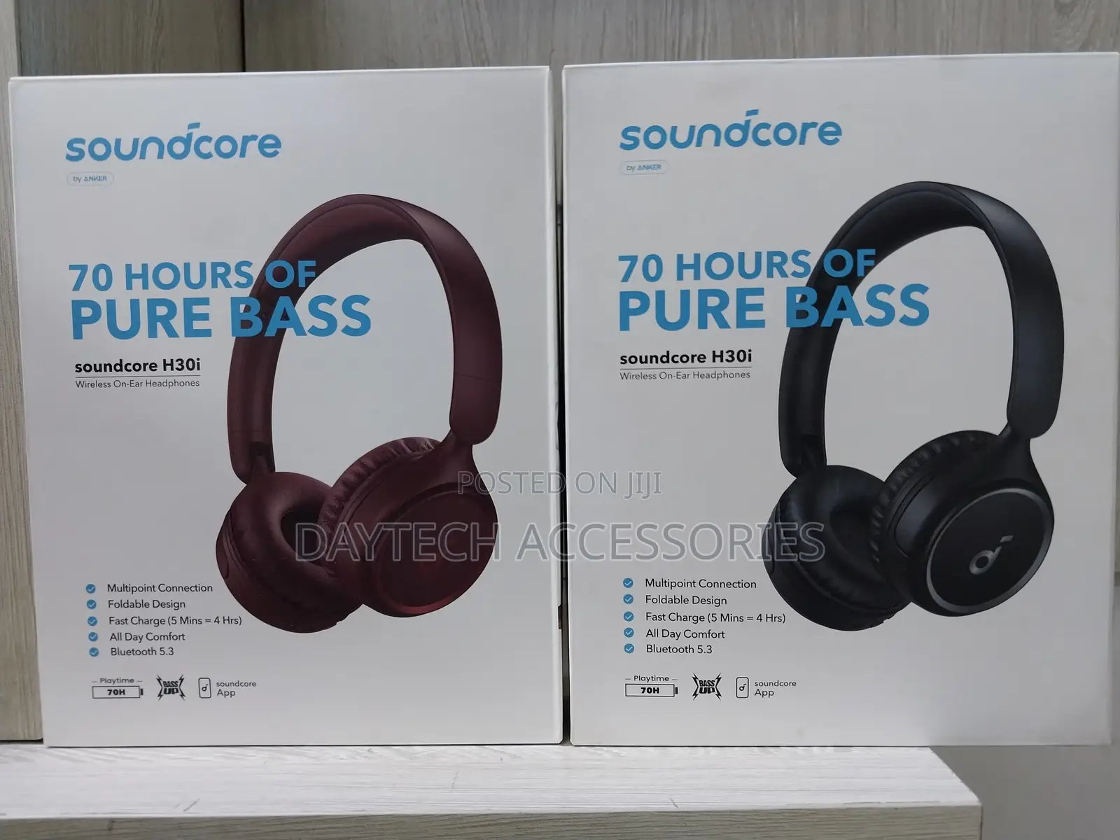 Soundcore H30i Wireless on-Ear Headphones 70h Play Pure Bass