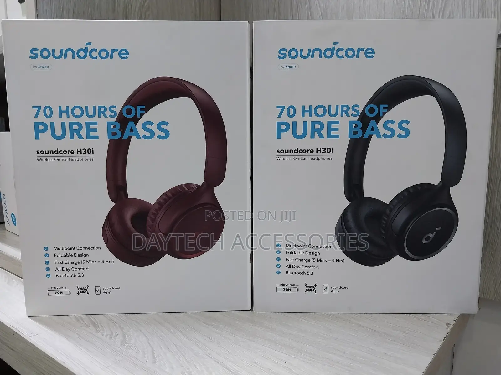 Soundcore H30i Wireless on-Ear Headphones 70h Play Pure Bass