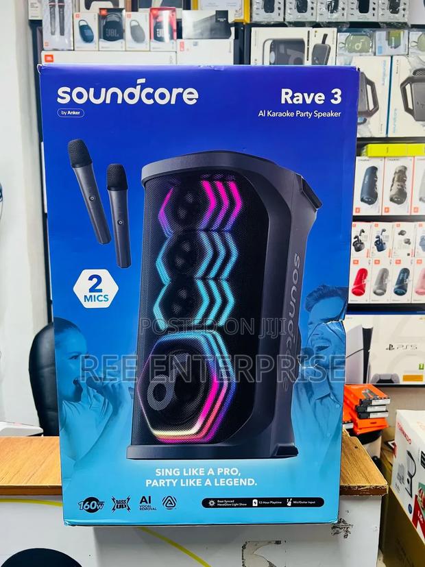 Soundcore Rave 3 160watts With a Pair of Wireless Mic 