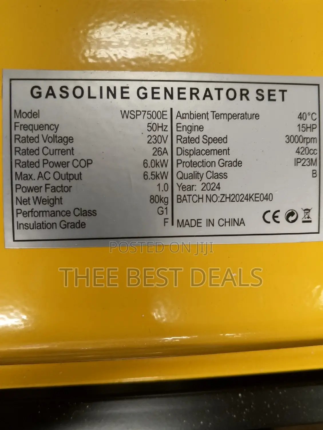 Wasp Gasoline Generator Wsp7500e
