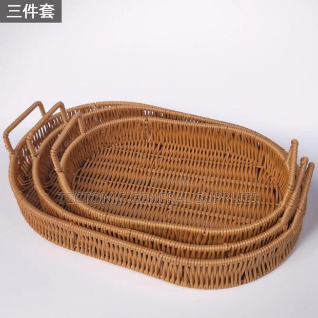 *Rattan Oval Basket* -Material:Beech and Autumn Vine -3pc - main view