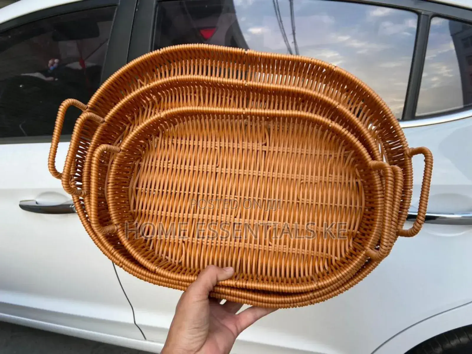 *Rattan Oval Basket* -Material:Beech and Autumn Vine -3pc