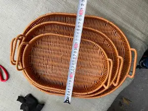 *Rattan Oval Basket* -Material:Beech and Autumn Vine -3pc