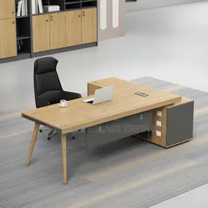 Office Desk:1800mm Ergonomic Natural Wood Office L-Desk