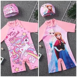Girls Swimsuit Kids Cartoon Swimwear With Cap Swim Costume