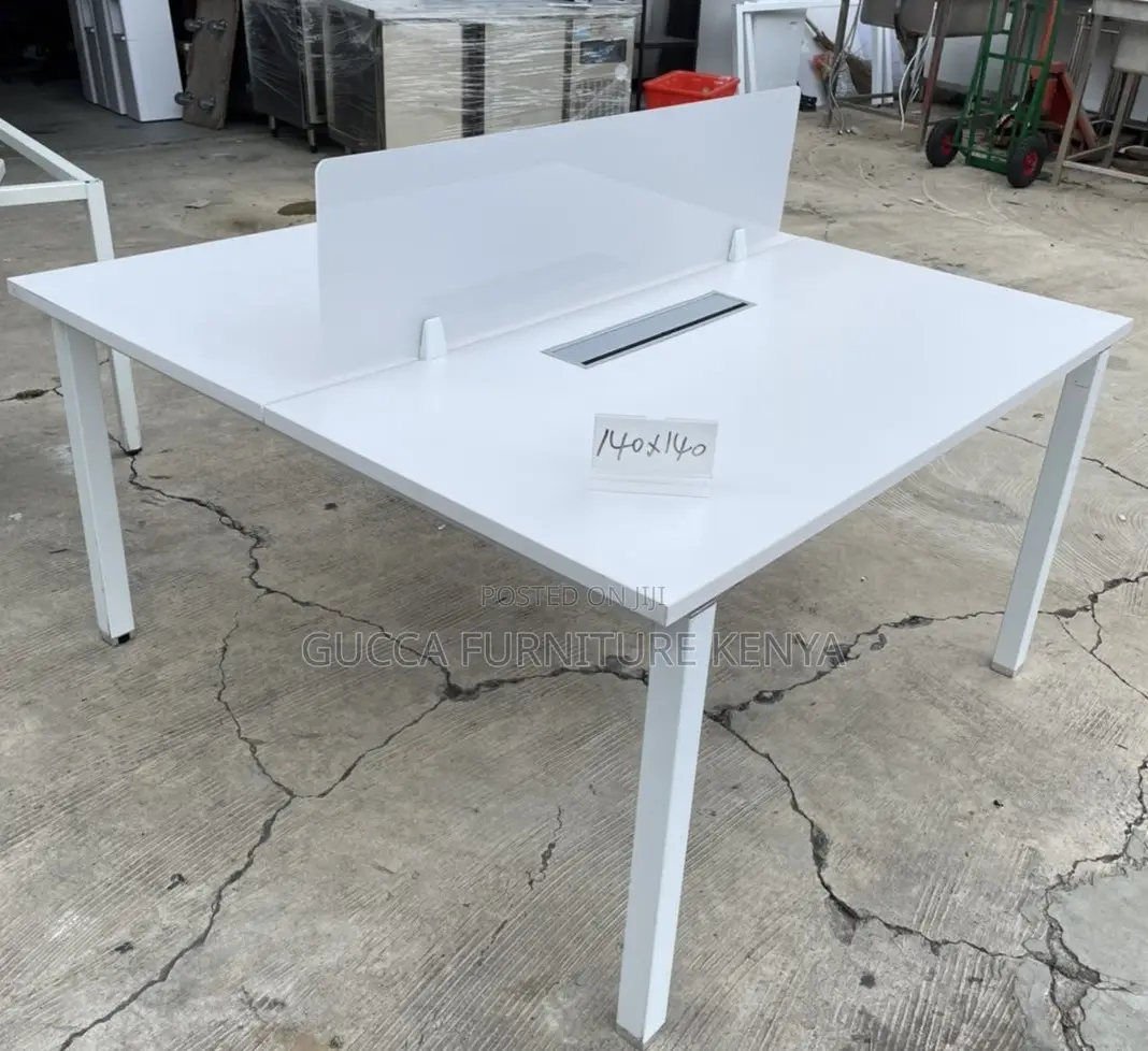 Office Desk:120cm White Two-Person Sitting Office Desk