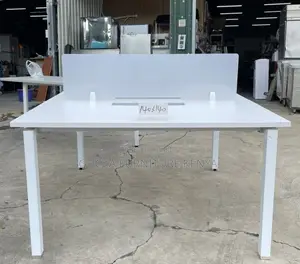 Office Desk:120cm White Two-Person Sitting Office Desk