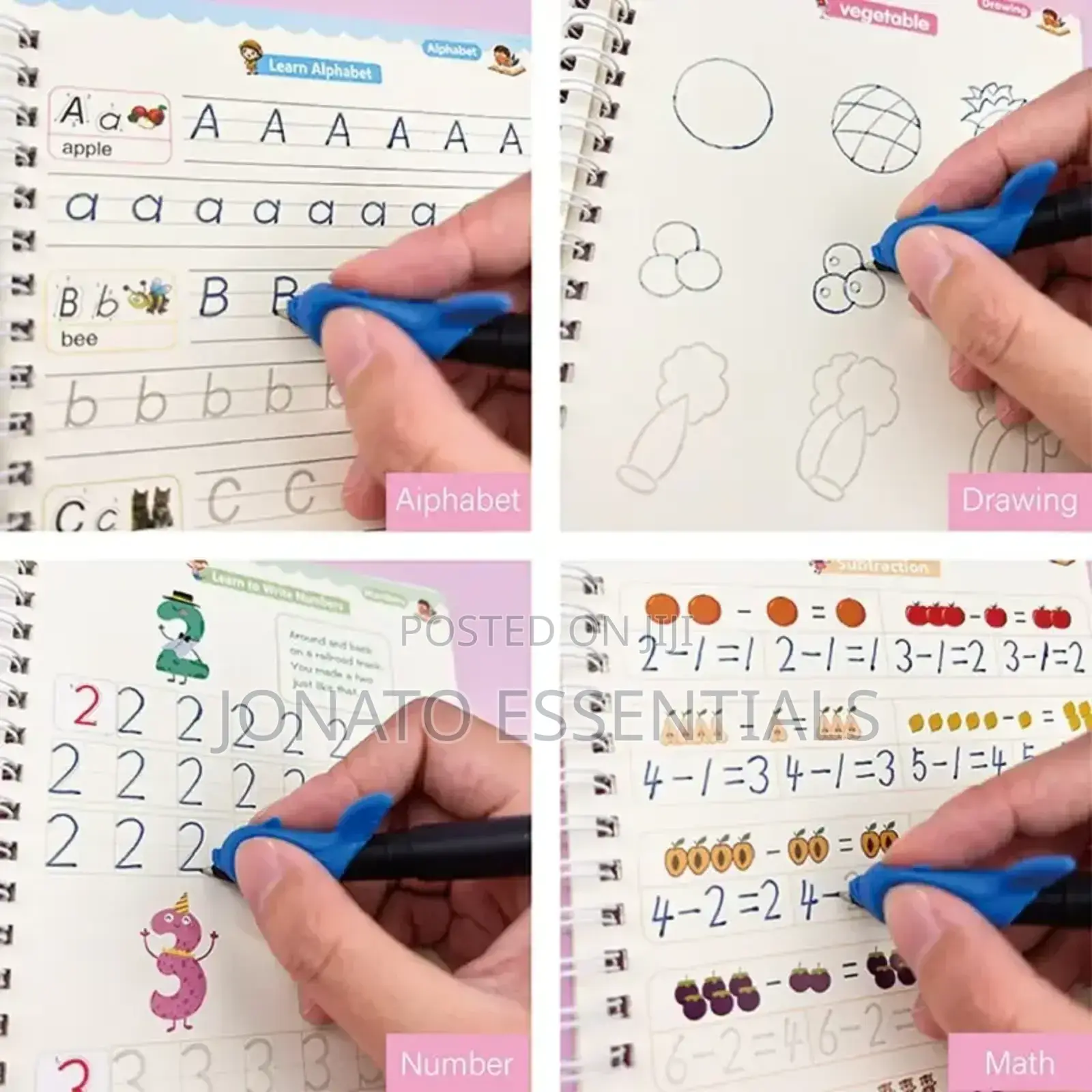 4 Piece Hand Writing Practice Books With Pen