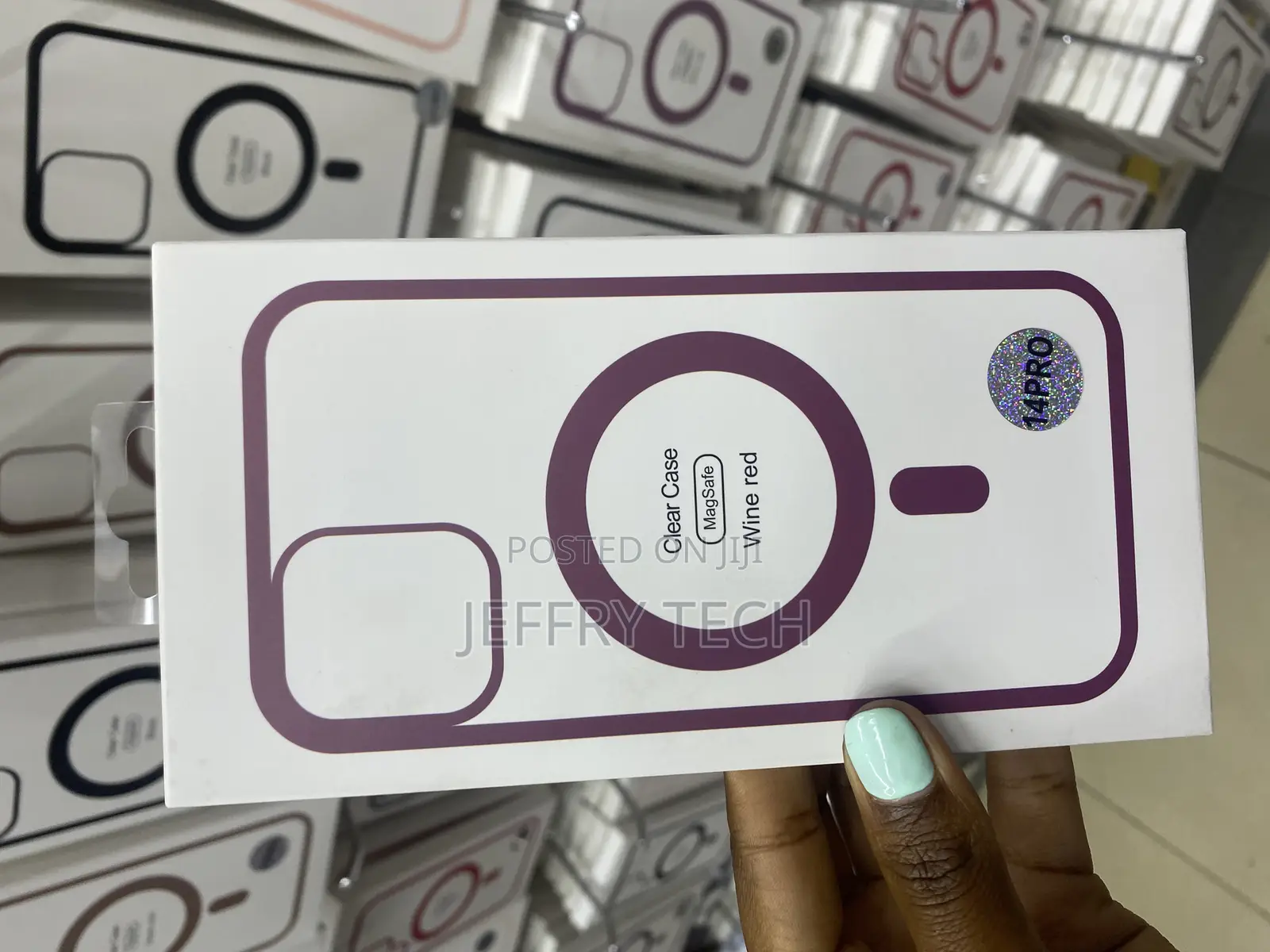 Roybens for iPhone 14 Pro Magsafe Transparent Case-Wine Red
