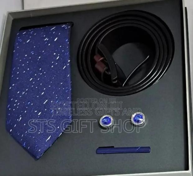 Blue Tie Belt Men Gift Set