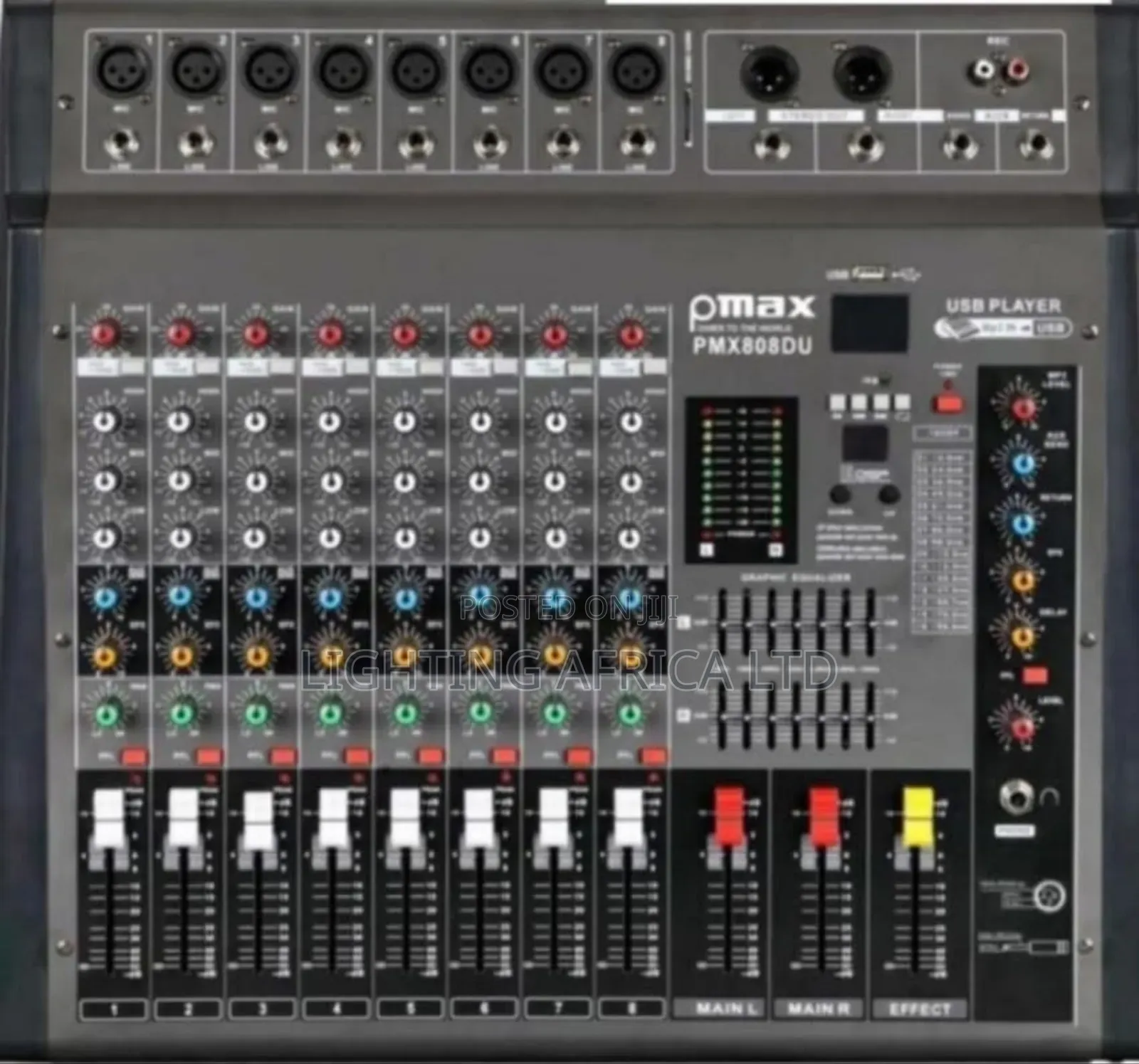 8ch Max Powered Mixer With Usb, Bluetooth and Auxiliary