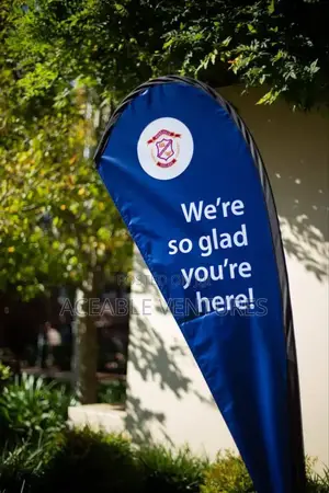Teardrop Banners With an Outdoor Stand