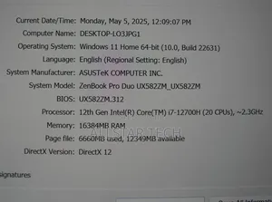 Laptop Asus 16GB Intel Core I7 SSD 1T