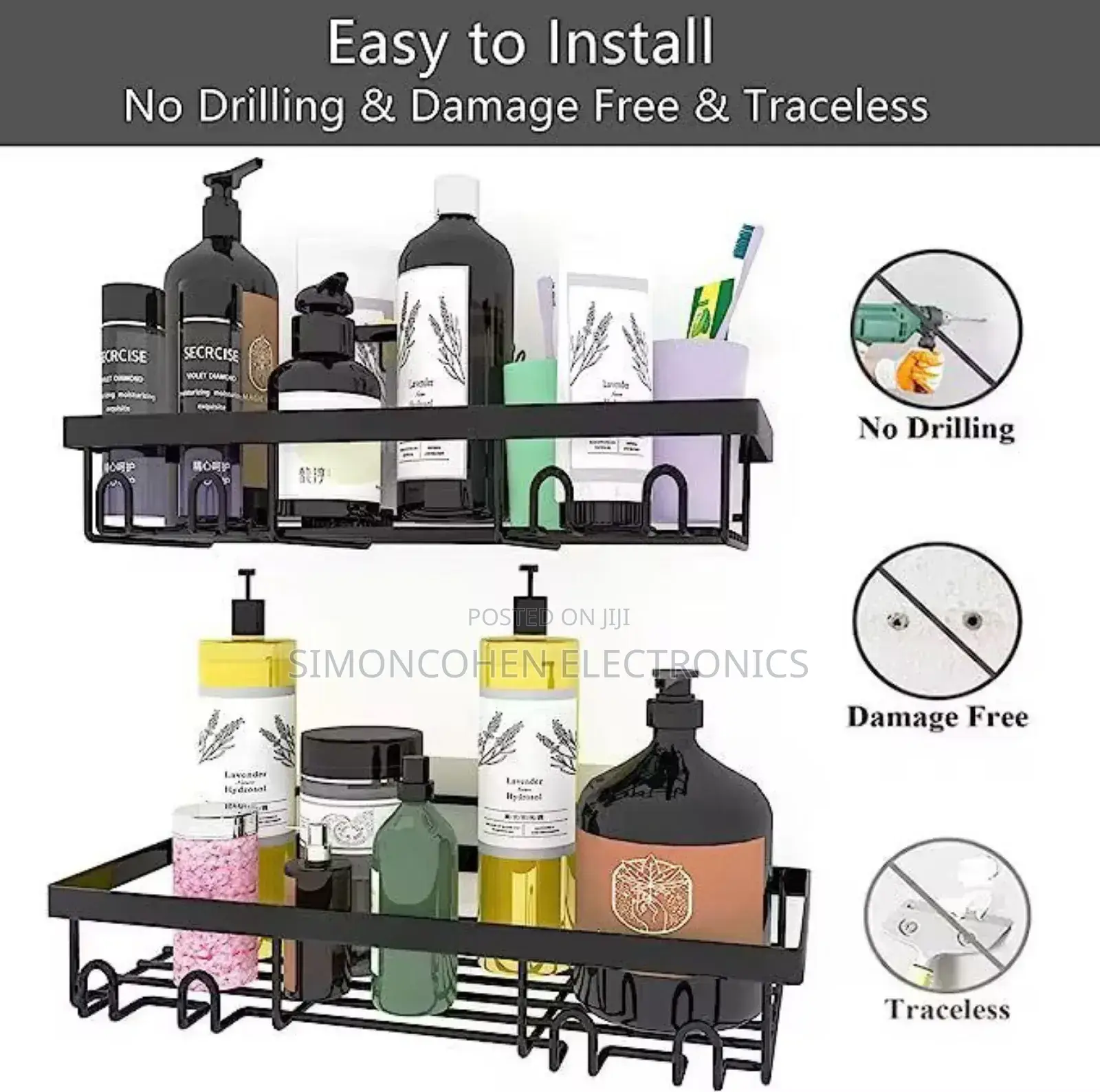 2pcs Multipurpose Triangular Shower Caddy Shelf