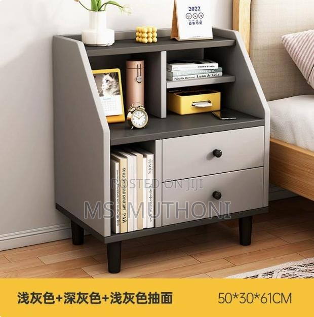 Gray Storage Nordic Nightstand Bedside Table - main view