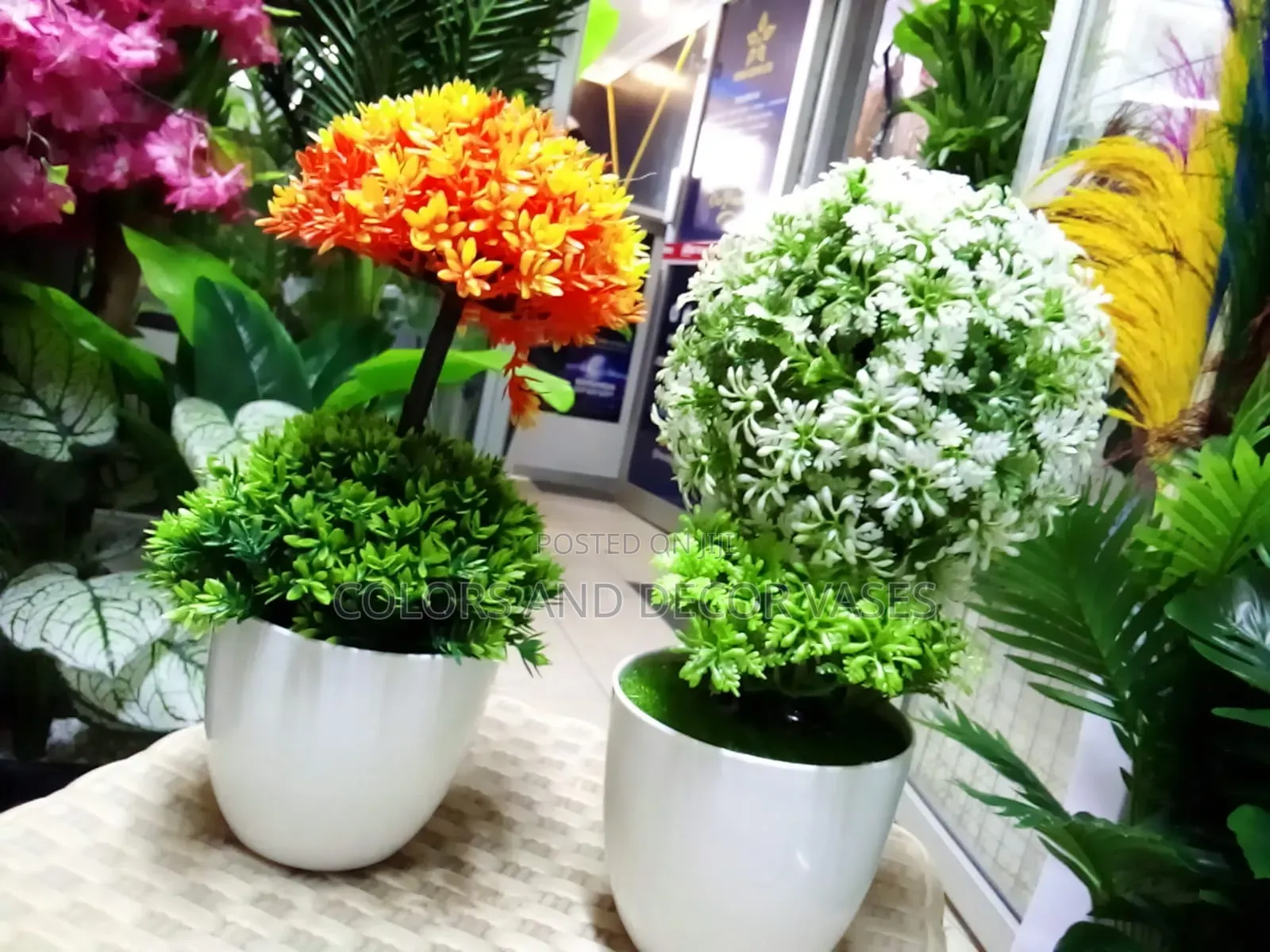 Table Top Flowers Orange and White