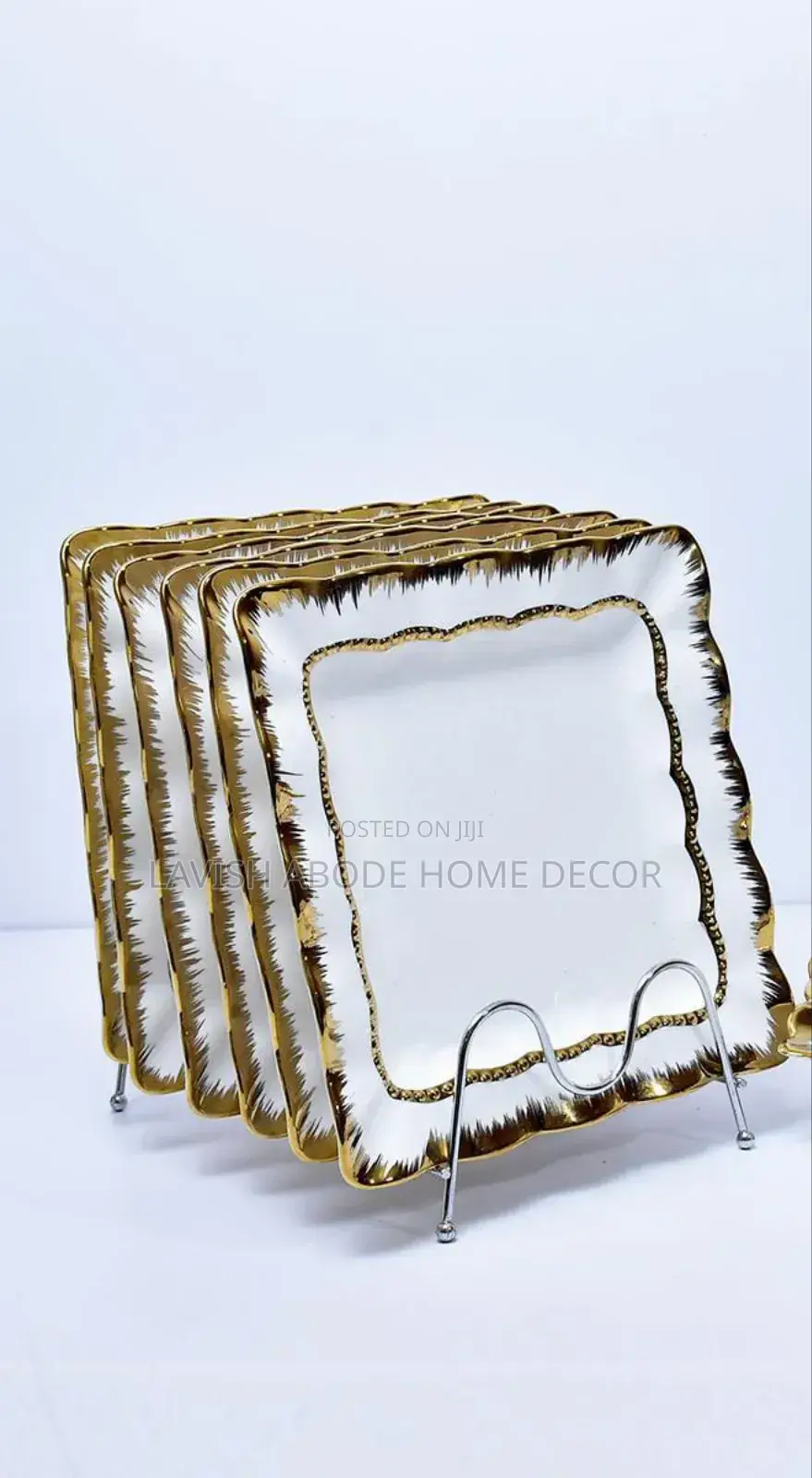 6 Pieces Gold Detail Ceramic Plates