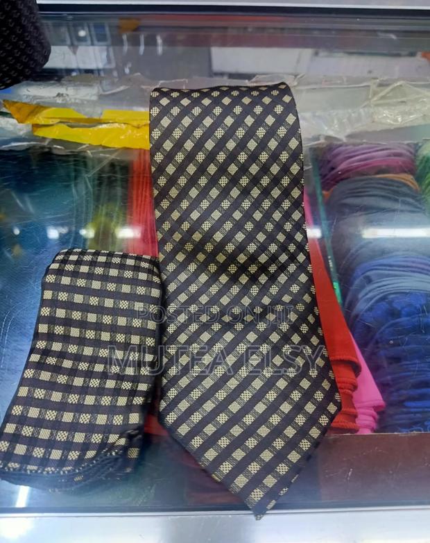 Coffee Brawn Cream Yellow Checked Executive Tie Sets. - thumbnail 2