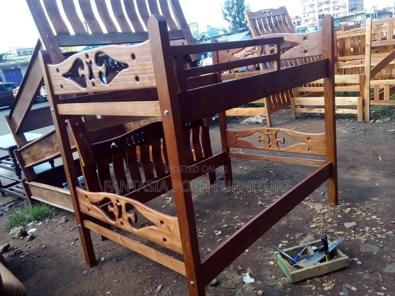 Pure Mahogany Double Decker Bed 3.5*6 Feet