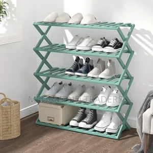 Bamboo Foldable Shoe Rack 5layer/5-Tire Shoe Rack