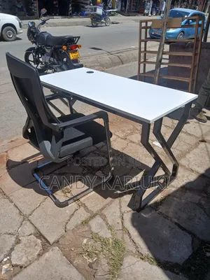 1.2m White Office Desk With Metallic Legs