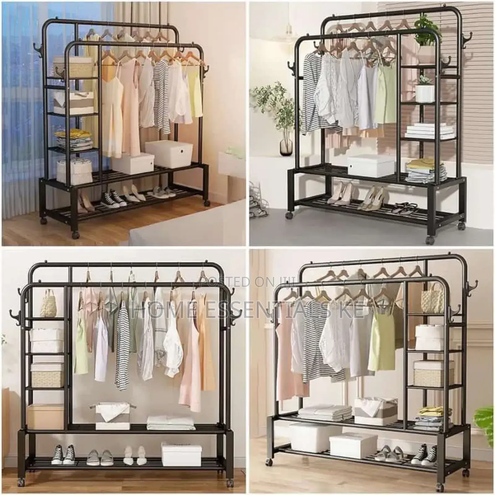 *Double Pole Sturdy Rack With Wheels- Large