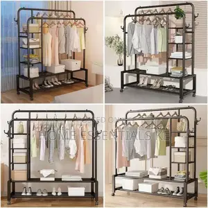 *Double Pole Sturdy Rack With Wheels- Large