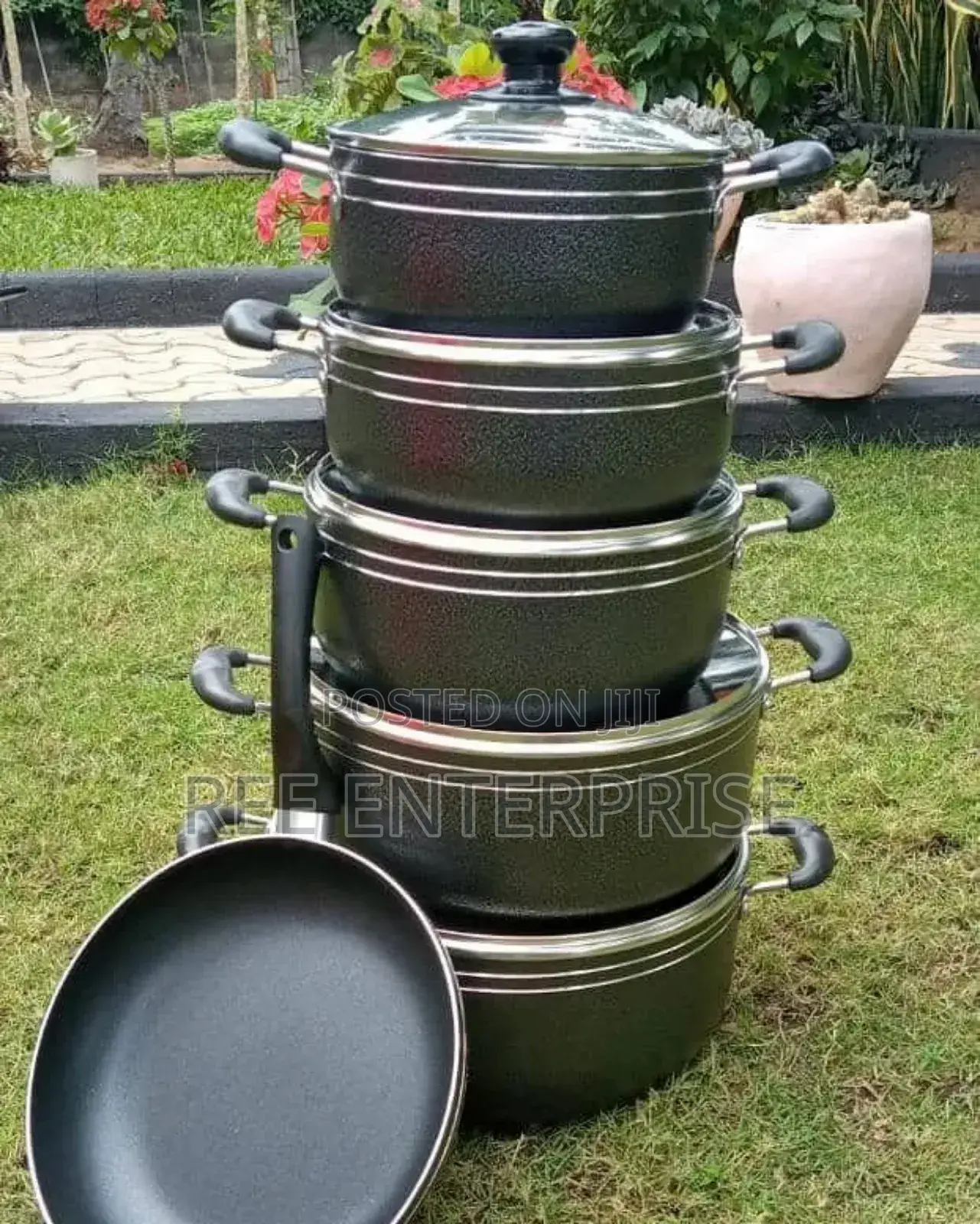 Non-stick Black  Tc 14 Pieces Coated Cooking Pot/Sufuria Set