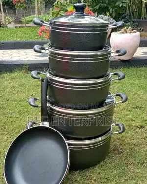 Non-stick Black  Tc 14 Pieces Coated Cooking Pot/Sufuria Set