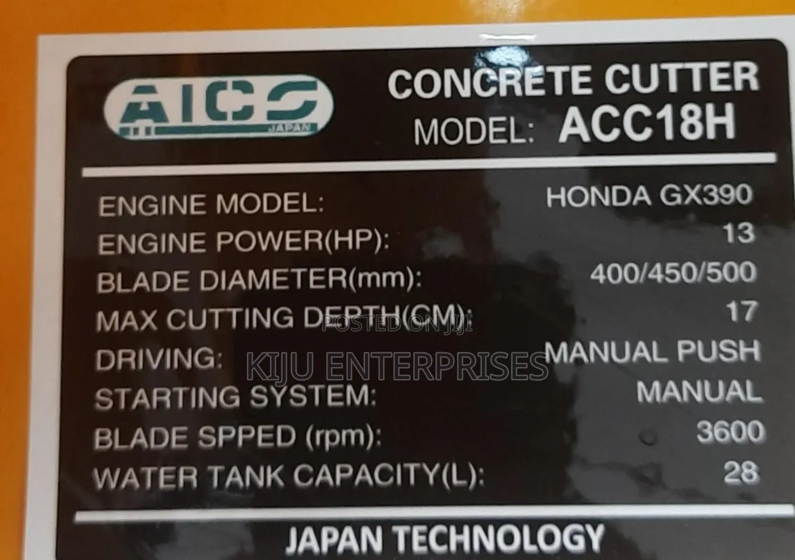 Aico Japan 18_inch Concrete Cutter Honda Gp160 Engine