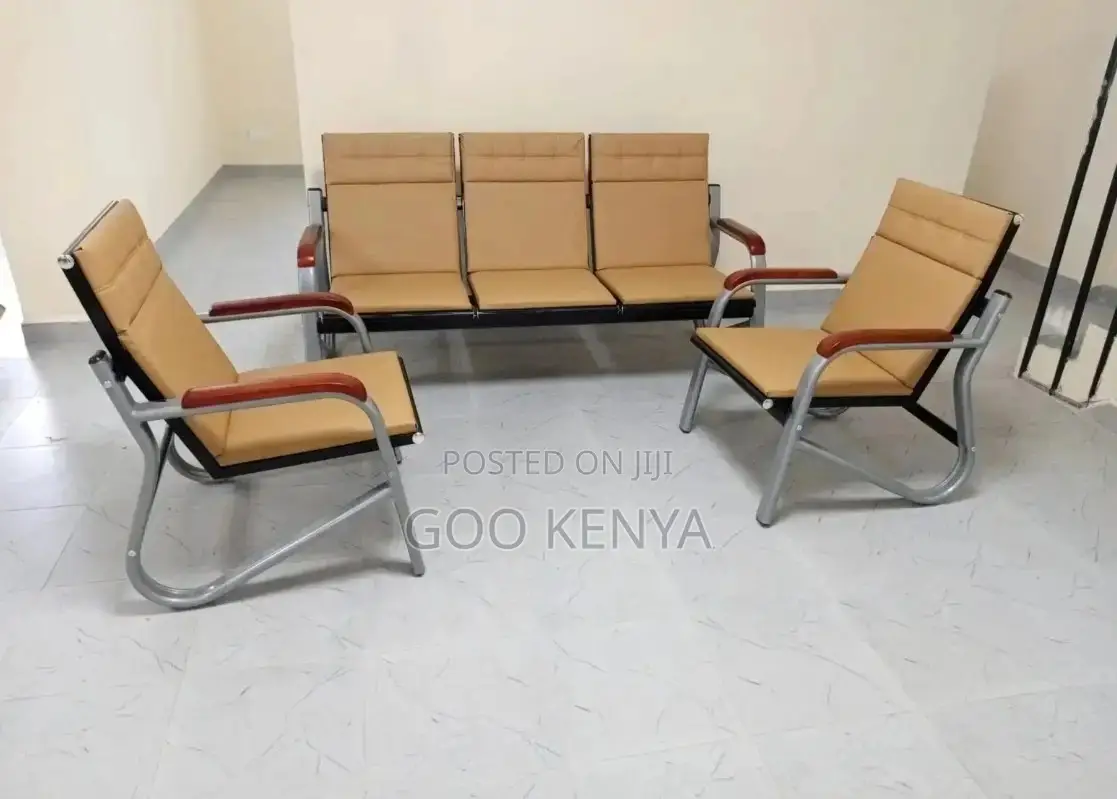 Office Sofa ; Brown 5-Seater Office Reception Sofa