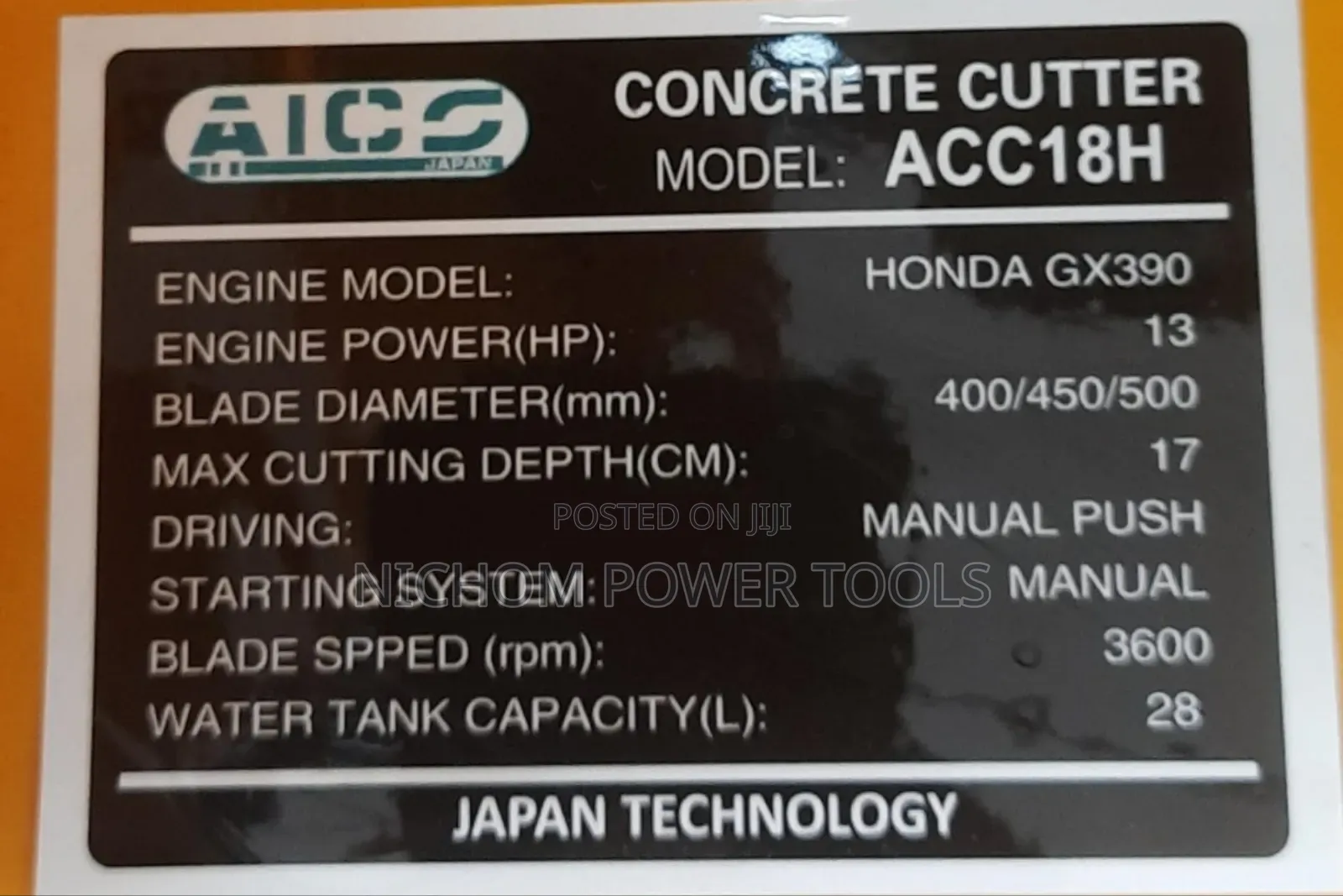 Aico Japan Concrete Cutter 18inches With Honda Engine Gp160