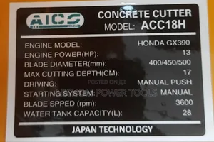 Aico Japan Concrete Cutter 18inches With Honda Engine Gp160