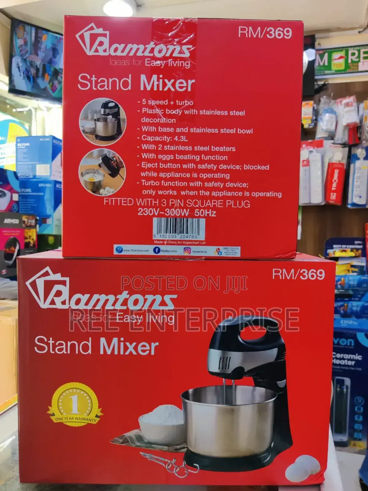 Ramtons Stand Mixer 4.3litres 5-Speed+Turbo