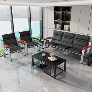 Office Sofa: 5-Seater Waiting Room Sofa Set-Steel Frame