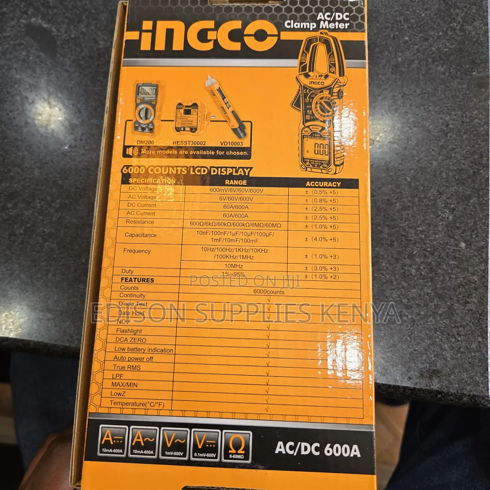 Ingco Digital Clamp Meter Dc/Ac 600amps 600v Dcm6005
