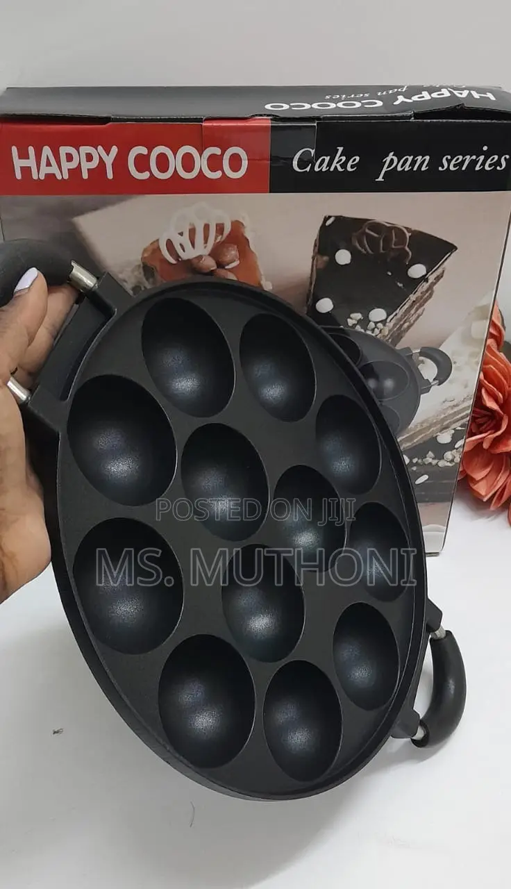 12holes Non Stick Round Vitumbua Pan With a Lid