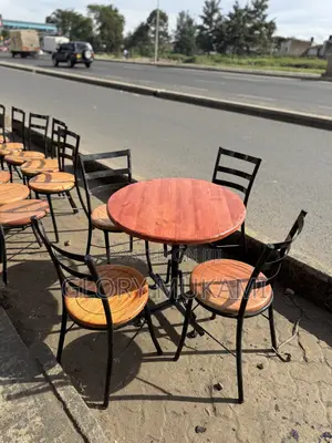 Wooden Chairs And Bar Round Table