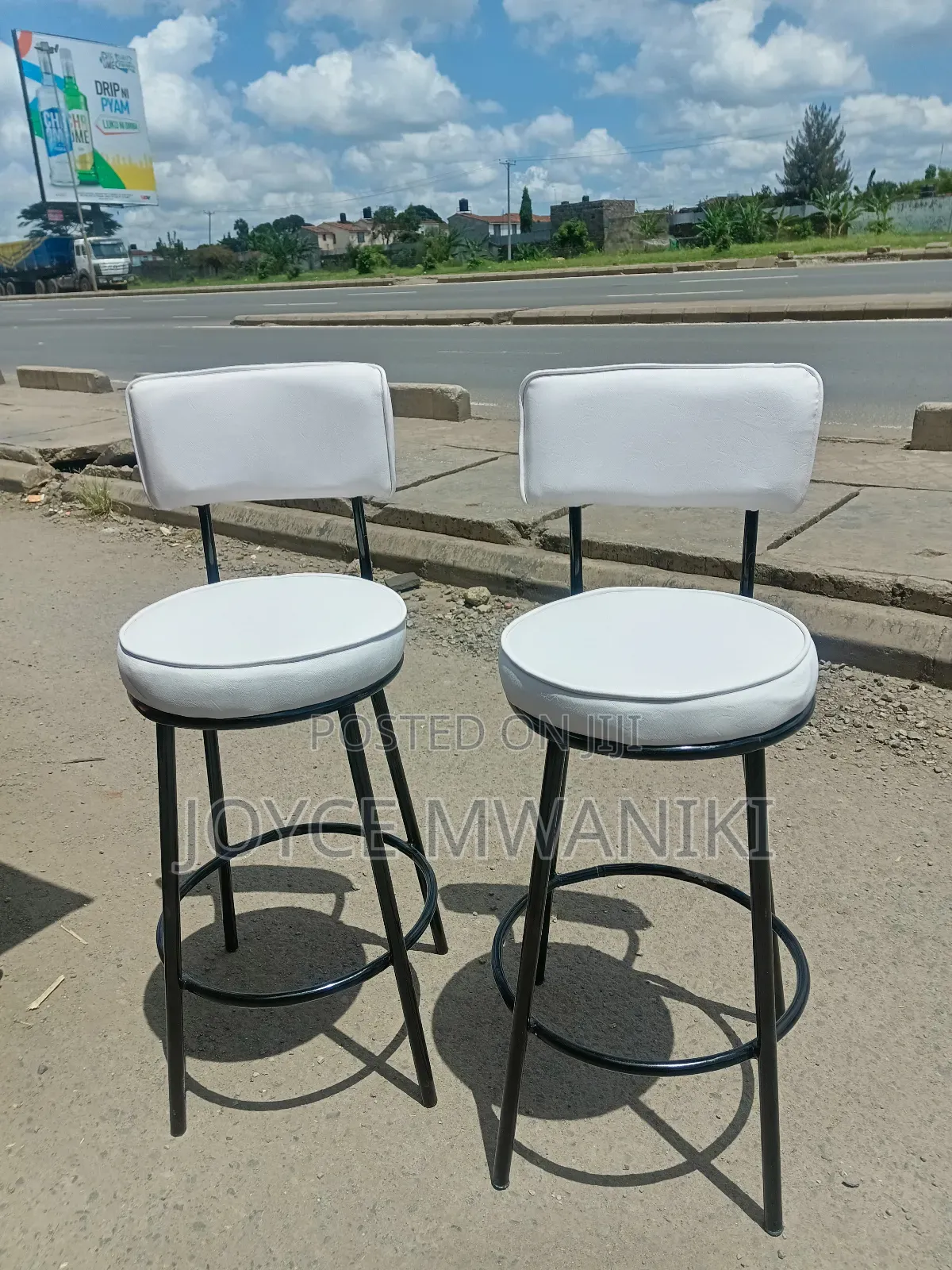 High Stools or Counter Stools, Black and White Leather