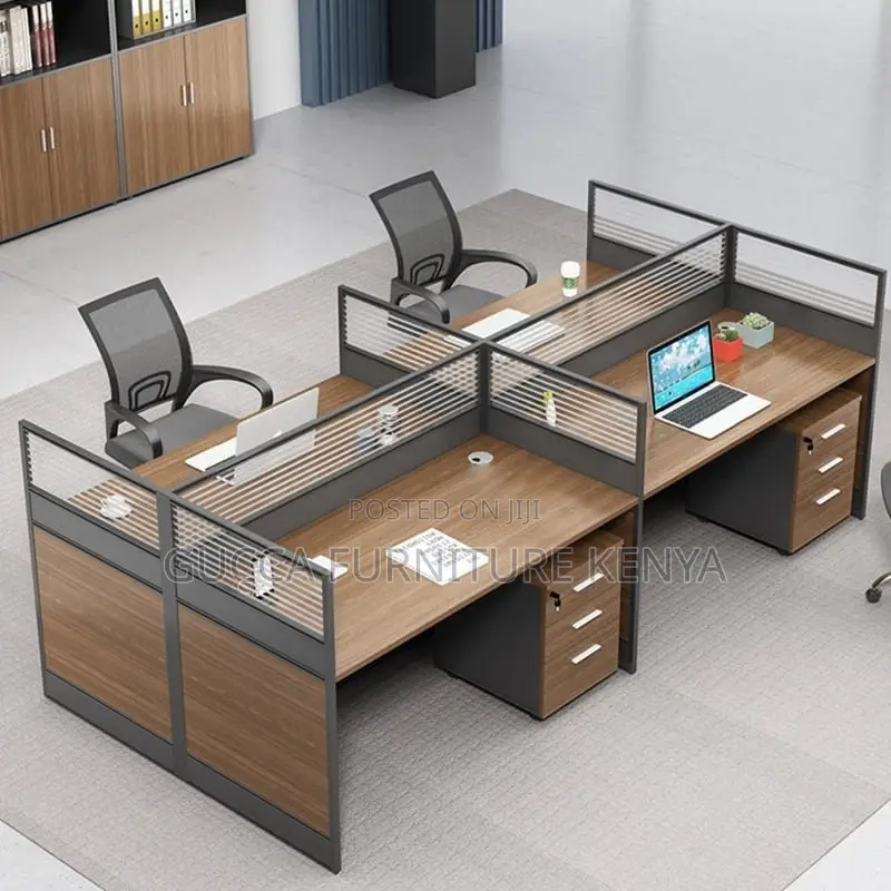 Workstations: 4 Seater Office Desk L-Shape-Modular Design