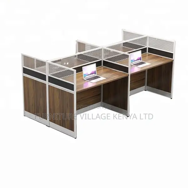 Workstations: Office Modular L-Form 4-Person Work Desk