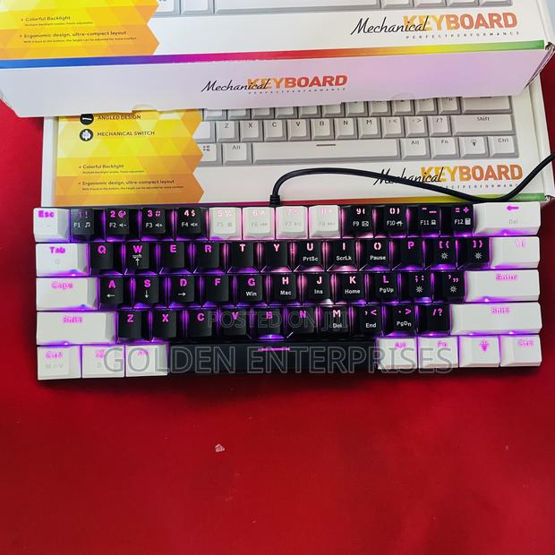 Black White RGB Light 60% Mechanical Gaming Keyboard - main view